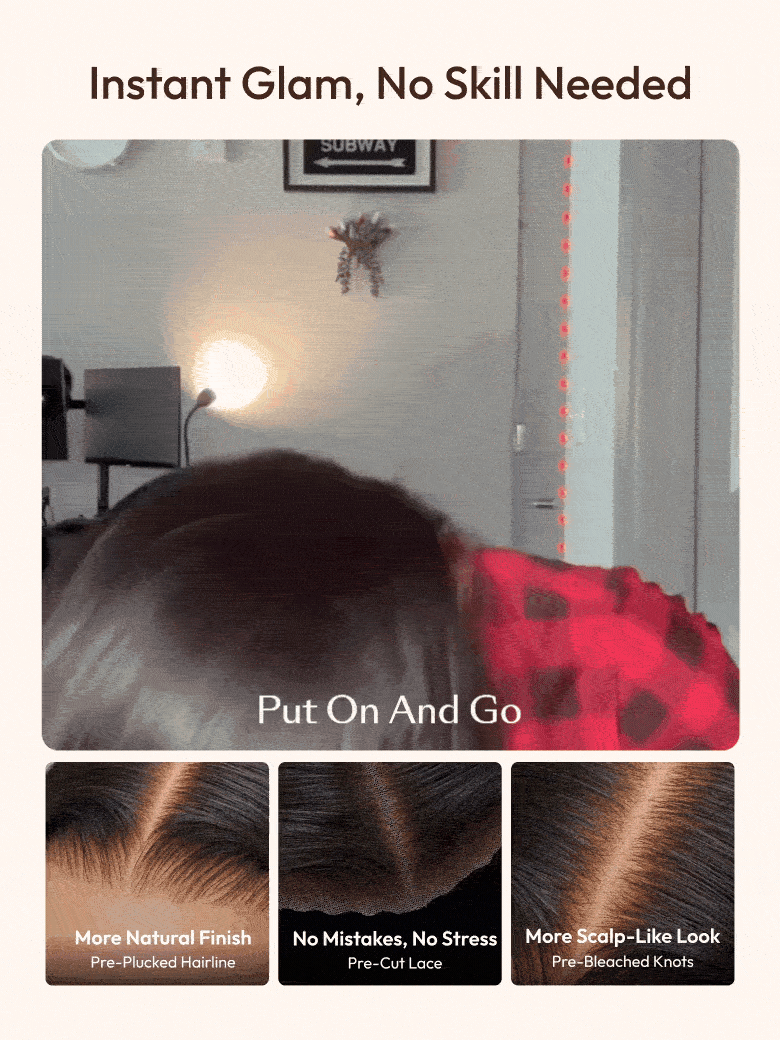 UNice 7x5 Bye-Bye Slip™ Lace 100% Human Hair Water Wave Wig with Golden Brown Highlights Glueless Summer-Ready