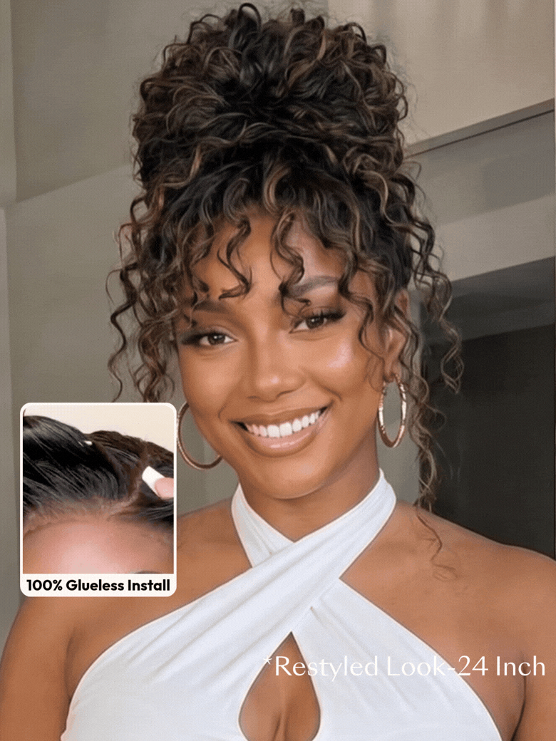 UNice 13x4 Bye-Bye Slip™ Glueless Lace Black Straight Bleached Knots Drawstring Wig No Baby Hair 150% Density